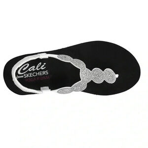 SKECHERS Sz 7 Skechers White Stars & Circles Rhinestone Slingback Thong Sandal